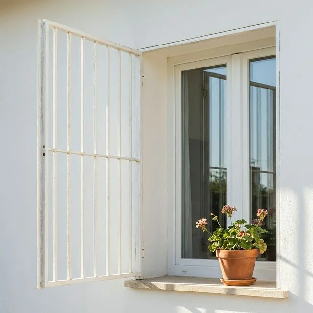 Reja Practicable Blanca Abierta